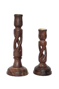 Porte-bougie en bois au fini naturel pour la maison, porte-bougie en bois fait main au design élégant, porte-bougie pour une ambiance romantique - Product Image 4