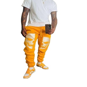 Pantalones con estampado de calavera para hombre con diseño OEM, ropa informal con logotipo personalizado, pantalones de jogging holgados para hombre, pantalones de chándal de invierno para hombre - Product Image 5