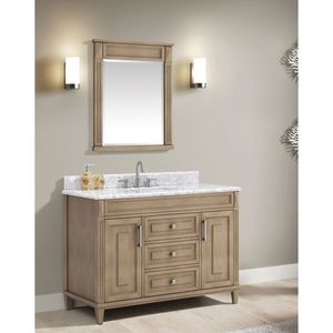 Meuble sous-vasque 3 tiroirs 2 portes marron sans marbre-meubles en bois antique Fabrication artisanale de meubles Jepara en Indonésie - Product Image 3