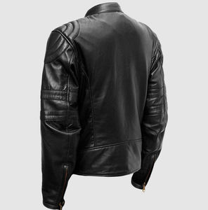 Chaqueta de Cuero Vacuno Genuino de Alta Calidad al por Mayor para Hombre, Estilo Motero y Biker con Cuello Alto y Tela de Lona - Product Image 6