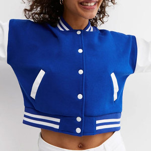 Veste de baseball personnalisée MARUF MFG CO pour femmes et hommes, manches en laine de haute qualité, couleur bleue, style Letterman, coupe-vent, écologique - Product Image 2