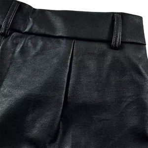 Wholesale Solid Plain Eco-friendly PU <b>Leather</b> <b>Shorts</b> Stylish Casual Streetwear Front Logo Breathable Trendy Drawstring Closure - Product Image 3