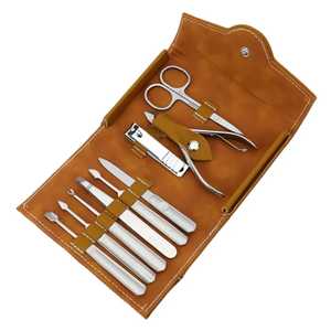 Kit de Cortaúñas de Acero Inoxidable 10 en 1, Lima de Uñas, Tijeras, Set de Manicura y Pedicura con Estuche de PU, Profesional y de Lujo - Product Image 5