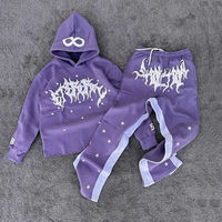 Sweat à capuche unisexe en molleton bouclette 360 GSM épais, délavé à l'acide, style streetwear hivernal, avec logo personnalisé et impression en relief, couleur unie, décontracté