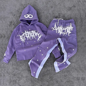 Ropa de calle con logotipo personalizado Heavyweight 360 GSM pulóver francés Terry Unisex con capucha sólido Casual Puff estampado chándal Pakistán - Product Image 1