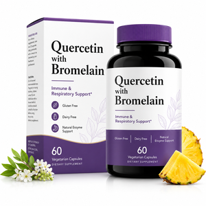 Capsules de Quercétine et Bromélaïne Végétaliennes en Gros 500mg avec Extrait d'Ortie – Complément Quotidien de Soutien Respiratoire et Bien-être – Direct Usine - Product Image 1