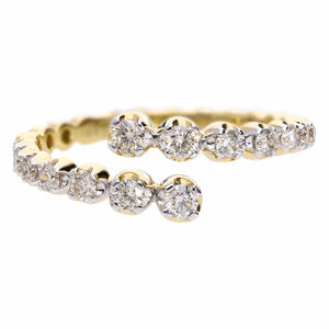 Bague en diamant chic en or jaune 14 avec diamants ronds jumeaux Déclaration élégante avec sertissage à griffes partagé - Product Image 4