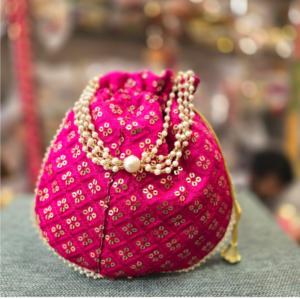 Hermosa Bolsa Potli Bordada a Mano con Espejo Indio para Mujer, Nuevo Diseño, Moderna Bolsa para Bodas y Regalos - Product Image 5
