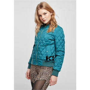 Chaqueta de nailon acolchada con diamantes ligera y delgada para mujer, chaqueta bomber transpirable de poliéster personalizada para mujer, chaquetas cortavientos de secado rápido - Product Image 1