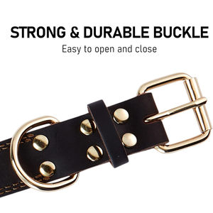Leather Dog Collar, Adjustable Soft Padded Pet Collar with Alloy <b>Buckle</b>, Classic Waterproof Puppy Collars - Product Image 3