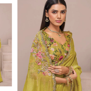 ผ้าส่าหรีผ้าไหม zari ดีไซเนอร์พร้อมด้วยงานทอผ้า zari สวย - Product Image 1