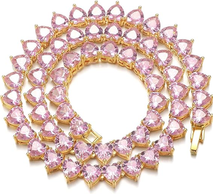 สร้อยคอพลอยเทียมคริสตัลสีชมพูรูปหัวใจ925สร้อยคอชุบทองเงินสเตอร์ลิงสร้อยคอแฟชั่นทันสมัยสำหรับผู้หญิง - Product Image 2