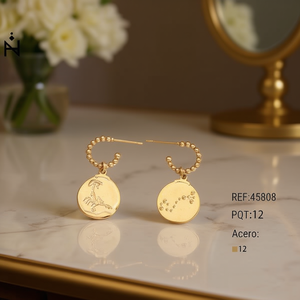 Pendientes con dijes chapados en oro Ziio Constellation para mujer, clásicos para uso diario, Acero 12 - Product Image 3