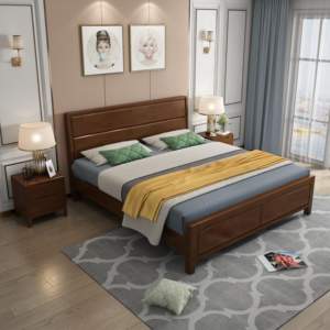 High Quality Wooden Bedroom <b>Beds</b> Bedside Storage Scandinavian Natural Solid Wood <b>Platform</b> <b>Bed</b>, Simple & Elegant Design - Product Image 4
