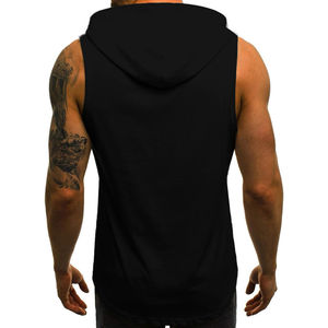Best Selling Customized Design Lightweight Sleeveless hoodies 100% Cotton Custom Color Breathable Pullover Gym hoodies For Men - Product Image 3