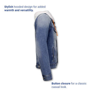 Chaqueta vaquera con capucha para hombre con cierre de botón, elegante diseño de manga regular para una moda sin esfuerzo y comodidad diaria - Product Image 4