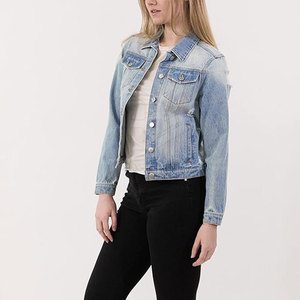 Femmes Slim Fit 100% coton Jeans vestes Long hiver col montant respirant imprimé teint tissu adultes approvisionnement en gros - Product Image 4