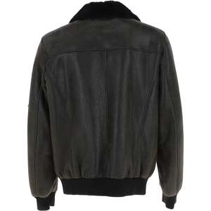 Chaqueta Bomber de Cuero Genuino Marrón para Hombre con Cuello de Piel, Chaqueta de Motero Vintage con Cierre para Invierno - Product Image 3