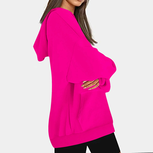 Sweat à capuche oversize personnalisé pour femme, en molleton, long, tendance, en coton, à épaules tombantes, grande taille, streetwear - Product Image 3