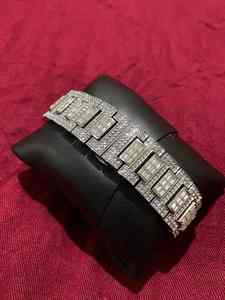 Montre mécanique en acier inoxydable personnalisée avec diamants en moissanite baguette édition limitée premium, bracelet en acier inoxydable, résistante à l'eau 3BAR - Product Image 4