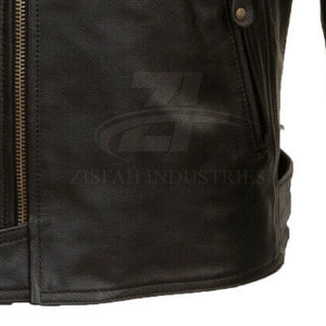 Nouvelle arrivée Veste de moto en cuir de haute qualité pour hommes quantité minimale de commande bas Veste de moto pour hommes - Product Image 6