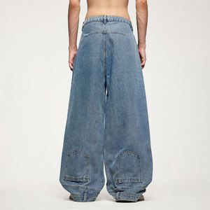 Jeans amples patchwork OEM brodés en 3D, style streetwear, pantalons en denim personnalisés, vêtements respirants pour la vente en gros et les marques privées - Product Image 2