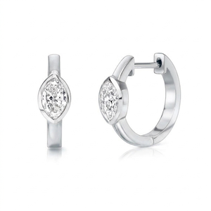 Pendientes de Aro para Mujer de Oro Amarillo de 18K con Diamantes Cultivados en Laboratorio, Corte Marquesa, Certificados por IGI, Clásicos, Minimalistas, para Fiesta de Compromiso - Product Image 3