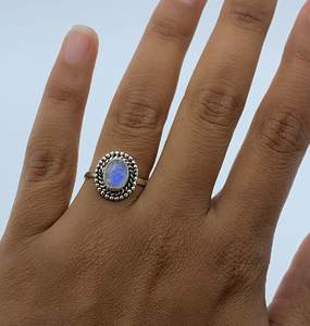 แหวนแต่งงานสีเงินสเตอร์ลิงประดับพลอยสีเทอร์ควอยส์อัญมณีสีเทอร์ควอยซ์ธรรมชาติสำหรับใส่ในงานปาร์ตี้ - Product Image 2