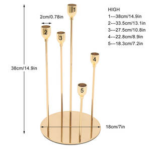 เชิงเทียน5เทปทองเหลืองสีทองสไตล์วินเทจเชิงเทียนโลหะแบบสั่งทำชิ้นกลางเชิงเทียนงานแต่งงานงานเลี้ยงอาหารค่ำของขวัญตกแต่งโต๊ะ - Product Image 4