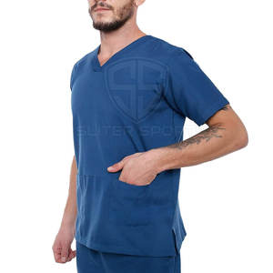 Uniformes Médicos Unisex Personalizados de Alta Calidad para Uso Hospitalario, Conjuntos de Uniformes Quirúrgicos de Color Sólido con Logotipo Personalizado, Venta al por Mayor en Línea - Product Image 4