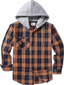 Chemise à capuche en flanelle classique à manches longues pour homme, en coton 100%, de haute qualité, design personnalisé, fabrication directe, OEM, chemise décontractée pour homme - Product Image 2