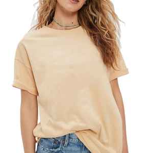 Camiseta de mujer de algodón liso de gran tamaño | textura transpirable suave de color sólido cómoda para uso diario informal - Product Image 3