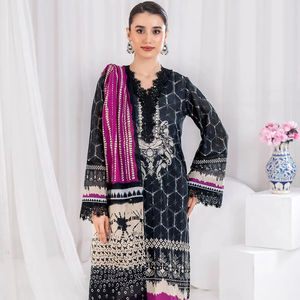 Robe d'hiver Robe pour femmes Qualité fantaisie Nouveau design Lawn Shalwar Kameez Dupatta O-Neck Washable-Best Selling 100% Pure Dress - Product Image 1