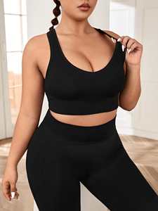 Sujetador deportivo de talla grande de nailon 100% transpirable de secado rápido de alta calidad, colores personalizados, logotipo frontal, Yoga, gimnasio - Product Image 3