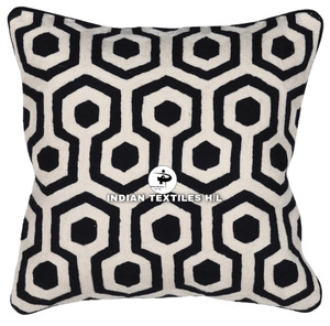 2025 Design laine chaîne cousu housse de coussin à la main Crewel broderie géométrique Vintage produit chaud pour canapé salon - Product Image 2