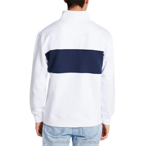 High Quality Oem Custom 100% Cotton Color Block <b>Pullover</b> <b>Jumper</b> 1/4 Quarter Half Zip Sweatshirt for Men - Product Image 6