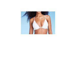 Shade & Shore Top bikini bianco da donna taglia 34DD con bordo arricciato in spandex/nylon con ferretto, costume da bagno taglia XL - Product Image 2