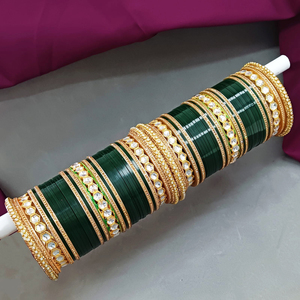 High Quality Indian Bridal Bangle Set for <b>Women</b> Punjabi Chuda Faux Kundan Rhinestone Crystal Bridal Bangle Fashion Jewelry - Product Image 1