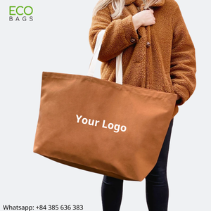 2023 nouveau sac fourre-tout surdimensionné en toile de coton écologique réutilisable avec logo de motif de lettre personnalisé du Vietnam cadeau d'achat - Product Image 5