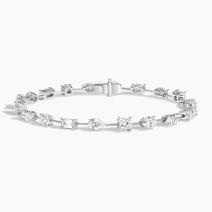 Stylish 10K White Gold Multi-Shape <b>Bracelet</b> with Lab Grown Diamonds Alternating Stone Pattern Ideal for Womens Everyday Wear - Product Image 1
