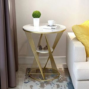 Table d'appoint moderne de luxe en métal avec dessus en marbre pour balcon, chambre, salon, restaurant, fabricant indien - Product Image 2
