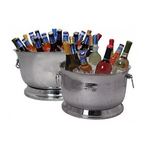 Luxury Beverage <b>Tub</b> Round Shaped <b>Metal</b> Stainless Steel Hammered Wine Cooler Beverage <b>Tub</b> With Sided Handle - Product Image 4