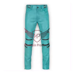 กางเกงหนังแท้สำหรับผู้ชาย, กางเกงหนังแท้พร้อมซิปแฟชั่นผ้าแคนวาสดีไซน์ใหม่ล่าสุด - Product Image 1