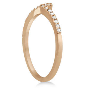 18K <b>Rose</b> <b>Gold</b> Petite Contour Diamond Wedding Band Swirl Ring 0.12ct Fine <b>Jewelry</b> <b>Set</b> for Pets - Product Image 1