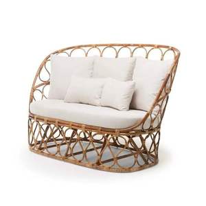 Banco de ratán con marco de madera maciza de diseño mínimo, tejido tradicional duradero para muebles de Hotel de comedor al aire libre cómodos - Product Image 4