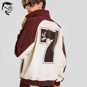 Chaqueta de lana de algodón con media cremallera personalizada Unisex, conjunto de pantalones de chándal apilados acampanados, chándal de gran tamaño con estampado de pantalla para hombres de alta calidad - Product Image 5