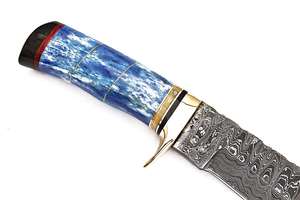 Couteaux de chasse en acier D2 faits à la main personnalisés avec manche en os Couteau Bowie poli avec gaine en cuir. - Product Image 5