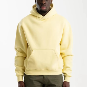 Sudadera con Capucha Amarilla Extra Grande para Hombre, Color Sólido, Felpa, Informal, para Otoño, Corte Regular, Tejido de Algodón - Product Image 6