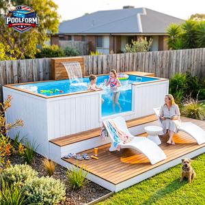 Piscina Elevada de Primera Calidad con Revestimiento de WPC, con Spa Integrado, Piscina Prefabricada de Fibra de Vidrio - Product Image 2