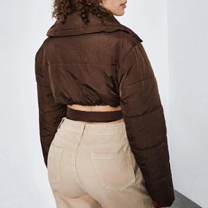 Hot Selling Custom Logo Cropped Puffer Jacket for Ladies Winter Coat Camouflage Knitted Streetwear Hot Camouflage Knitted - Product Image 2